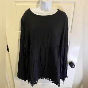 Cotton Bleu Black Tassel long sleeve top NWT 2X
